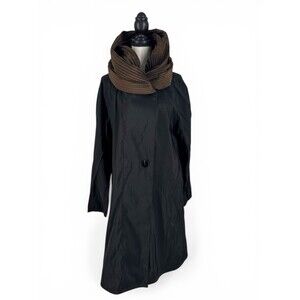 Mycra Pac Women's Reversible Raincoat Trench Bronze Black Hooded Size 0-P